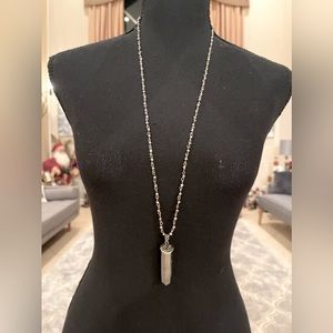 Long Neckless silver and Titanium stone